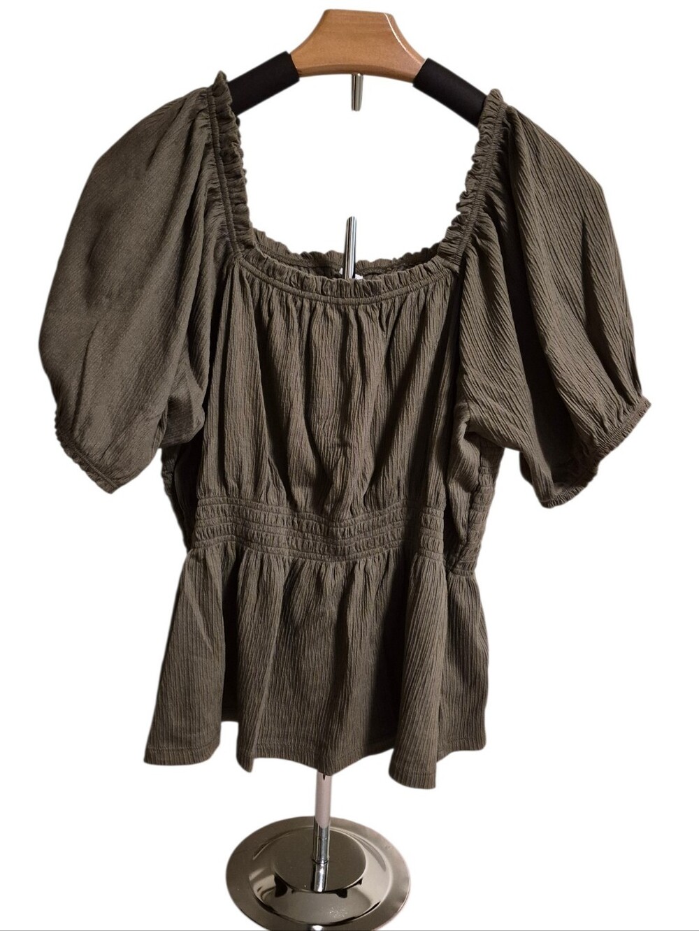 Babydoll Olive Green Old Navy Peplum Top for Fall - Size Large